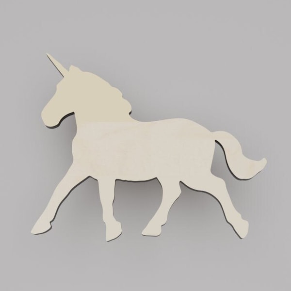 2" - 34" Unicorn Wooden Cutout Shape, Silhouette, Gift Tags Ornaments, Decoration Laser Cut Birch Wood #6483