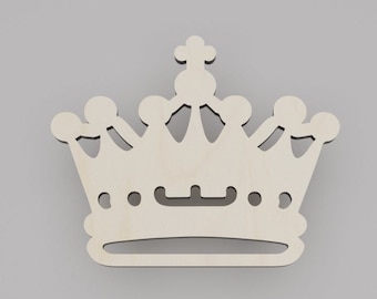 2" - 34" Crown Wooden Cutout Shape, Silhouette, Gift Tags Ornaments, Decoration Laser Cut Birch Wood #6285