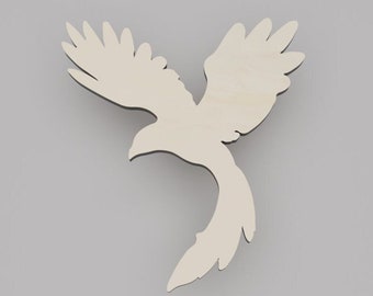 2" - 34" Phoenix Wooden Cutout Shape, Silhouette, Gift Tags Ornaments, Decoration Laser Cut Birch Wood #6515
