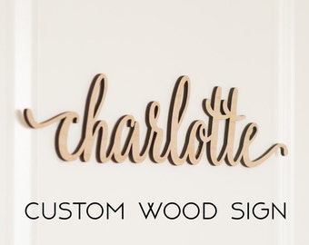 how to write fancy letter Custom Script Word, Personalized Wood Sign, Wooden Name, Rustic Cursive Word, Room Decoration, Nursery, Wall hanging, Unfinished Wood
