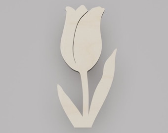 2" - 34" Tulip Wooden Cutout Shape, Silhouette, Gift Tags Ornaments, Decoration Laser Cut Birch Wood #6479