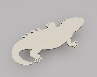 2" - 34" Iguana Wooden Cutout Shape, Silhouette, Gift Tags Ornaments, Decoration Laser Cut Birch Wood #6508
