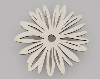 2" - 34" Flower Wooden Cutout Shape, Silhouette, Gift Tags Ornaments, Decoration Laser Cut Birch Wood #6330