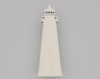 2&quot; - 34&quot; Lighthouse Wooden Cutout Shape, Silhouette, Gift Tags Ornaments, Decoration Laser Cut Birch Wood #6391