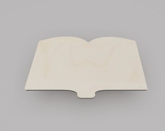 2" - 34" Book Wooden Cutout Shape, Silhouette, Gift Tags Ornaments, Decoration Laser Cut Birch Wood #6644