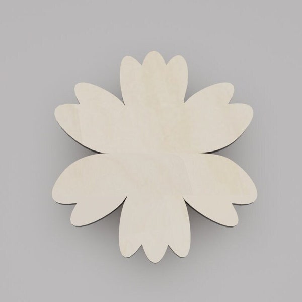 2" - 34" Flower Wooden Cutout Shape, Silhouette, Gift Tags Ornaments, Decoration Laser Cut Birch Wood #6331