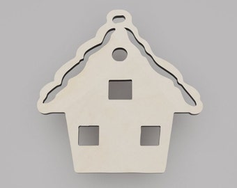 2" - 34" Gingerbread house Wooden Cutout Shape, Silhouette, Gift Tags Ornaments, Decoration Laser Cut Birch Wood #6346