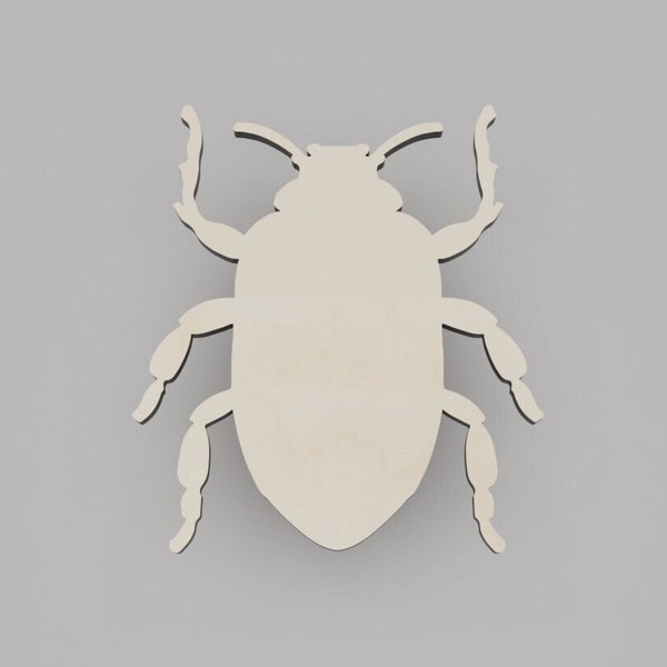 2" - 34" Beetle Wooden Cutout Shape, Silhouette, Gift Tags Ornaments, Decoration Laser Cut Birch Wood #6492