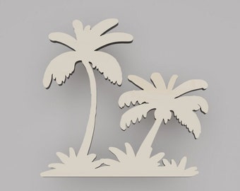 2" - 34" Palm tree Wooden Cutout Shape, Silhouette, Gift Tags Ornaments, Decoration Laser Cut Birch Wood #6419