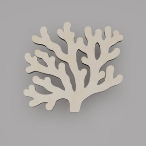 2&quot; - 34&quot; Coral Wooden Cutout Shape, Silhouette, Gift Tags Ornaments, Decoration Laser Cut Birch Wood #6740