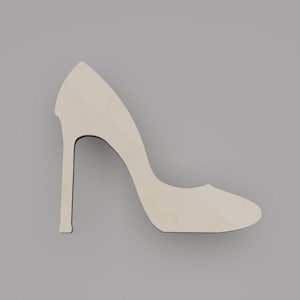 2&quot; - 34&quot; High heel Wooden Cutout Shape, Silhouette, Gift Tags Ornaments, Decoration Laser Cut Birch Wood #6750