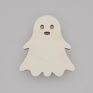 2&quot; - 34&quot; Ghost Wooden Cutout Shape, Silhouette, Gift Tags Ornaments, Decoration Laser Cut Birch Wood #6343