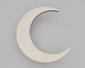 2&quot; - 34&quot; Crescent moon Wooden Cutout Shape, Silhouette, Gift Tags Ornaments, Decoration Laser Cut Birch Wood #6597