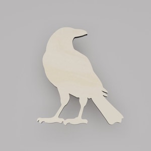 2" - 34" forme de découpe en bois de corbeau, silhouette, ornements d'étiquettes de cadeau, décoration en bois de bouleau découpé au laser #6280