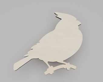 2" - 34" Cardinal Wooden Cutout Shape, Silhouette, Gift Tags Ornaments, Decoration Laser Cut Birch Wood #6262