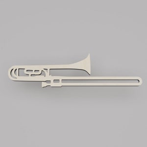 2&quot; - 34&quot; Trombone Wooden Cutout Shape, Silhouette, Gift Tags Ornaments, Decoration Laser Cut Birch Wood #6520