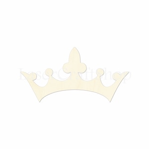 2" - 34" Princes Crown Wooden Cutout Shape, Silhouette, Gift Tags Ornaments, Room Decoration, Laser Cut Birch Wood,  #1637