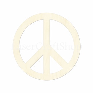 2" - 34" Peace Sign Wooden Cutout Shape, Silhouette, Gift Tags Ornaments, Room Decoration, Laser Cut Birch Wood, #1630