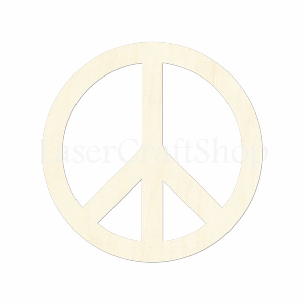 2" - 34" Peace Sign Wooden Cutout Shape, Silhouette, Gift Tags Ornaments, Room Decoration, Laser Cut Birch Wood,  #1630