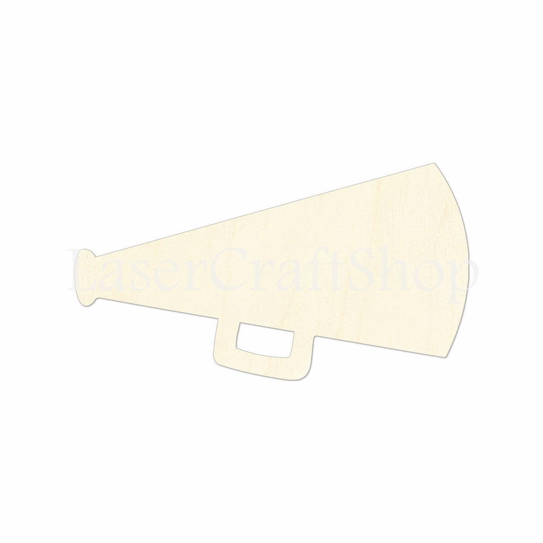 2 34 Cheer Megaphone Wooden Cutout Shape, Silhouette, Gift Tags