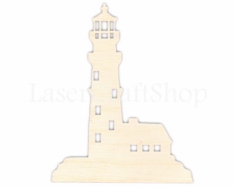 2" - 34" Lighthouse Wooden Cutout Shape, Silhouette, Gift Tags Ornaments, Decoration Laser Cut Birch Wood  #1214