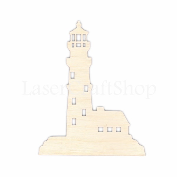 2" - 34" Lighthouse Wooden Cutout Shape, Silhouette, Gift Tags Ornaments, Decoration Laser Cut Birch Wood  #1214