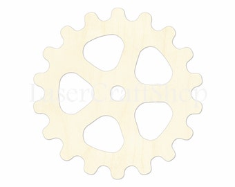 2&quot; - 34&quot; Gear with Big Teeth Wooden Cutout Shape, Silhouette, Gift Tags Ornaments, Decoration Laser Cut Birch Wood  #1261