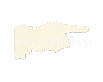 2" - 34" Pointing Finger Sign Wooden Cutout Shape, Silhouette, Gift Tags Ornaments, Room Decoration, Laser Cut Unfinished Wood,  #1810