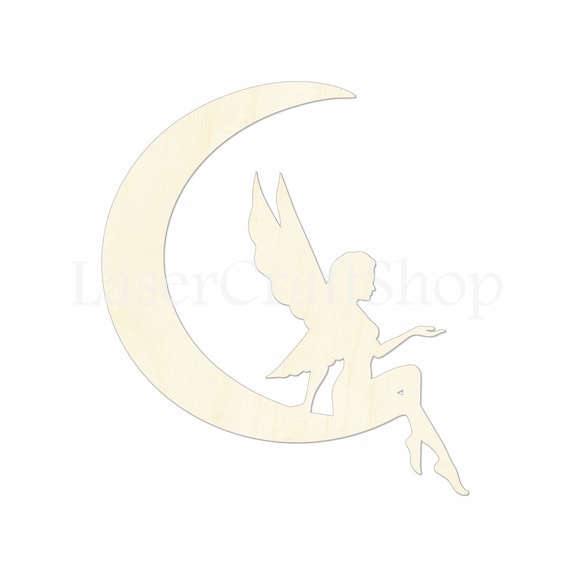 10x WOODEN MOON FAIRY SHAPES gift tag craft card make scrapbook embellishment 