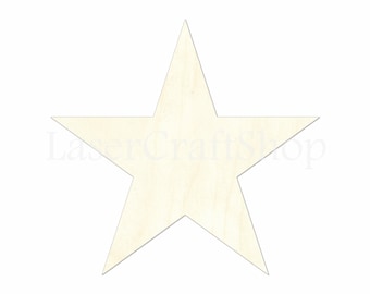 2" - 34" Star Wooden Cutout Shape, Silhouette, Gift Tags Ornaments, Room Decoration, Laser Cut Birch Wood,  #1660