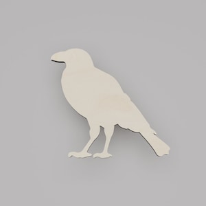 2&quot; - 34&quot; Crow Wooden Cutout Shape, Silhouette, Gift Tags Ornaments, Decoration Laser Cut Birch Wood #6278