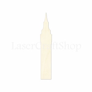 2&quot;- 34&quot; forme de découpe en bois pour le tour de l’horloge big Ben Londres, Silhouette, cadeau Tags ornements Laser coupe bouleau #1005