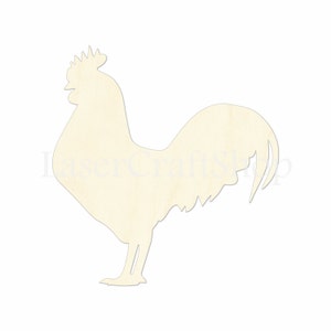 2&quot; - 34&quot; Rooster Wooden Cutout Shape, Silhouette, Gift Tags Ornaments Laser Cut Birch Wood  #1170