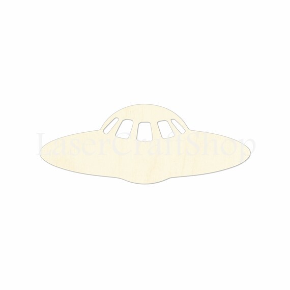 2 34 Ufo Wooden Cutout Shape Silhouette Gift Tags Ornaments Decoration Laser Cut Birch Wood 1260