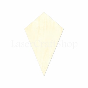 May include: A wooden diamond shape, perfect for crafting projects. It is made of natural wood and has a light brown color.