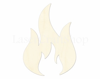 2" - 34" Flame, Fire Wooden Cutout Shape, Silhouette, Gift Tags Ornaments, Room Decoration, Laser Cut Unfinished Wood,  #1820