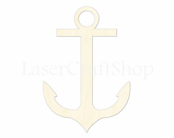 2" - 34" Nautilus Boat Anchor Wooden Cutout Shape, Silhouette, Gift Tags Ornaments, Room Decoration, Laser Cut Unfinished Wood,  #2012