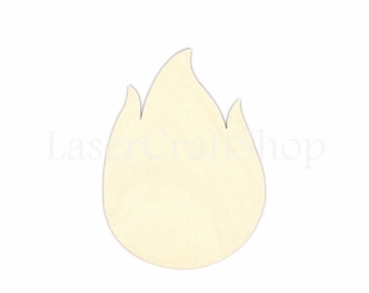 2" - 34" Flame, Fire Wooden Cutout Shape, Silhouette, Gift Tags Ornaments, Decoration Laser Cut Birch Wood  #1315