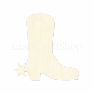 2"- 34" botte de Cowboy en bois découpe forme, Silhouette, cadeau Tags ornements Laser coupe bouleau bois Wild West #1152