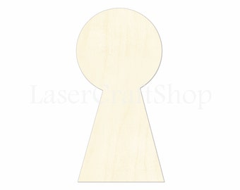 2" - 34" Key Hole Wooden Cutout Shape, Silhouette, Gift Tags Ornaments, Room Decoration, Laser Cut Unfinished Wood,  #2057