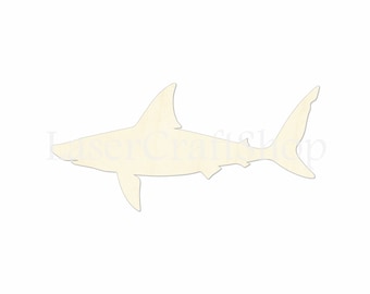 2" - 34" Shark Wooden Cutout Shape, Silhouette, Gift Tags Ornaments Laser Cut Birch Wood  Sea Animal #1120