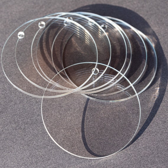 25 - 3.5in Clear Acrylic Circles - Ornament Blanks -  Plexiglass Discs - With Hole Set of 50, 100