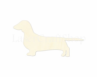 2" - 34" Dachshund Dog Wooden Cutout Shape, Silhouette, Gift Tags Ornaments, Room Decoration, Laser Cut Unfinished Wood,  #1334