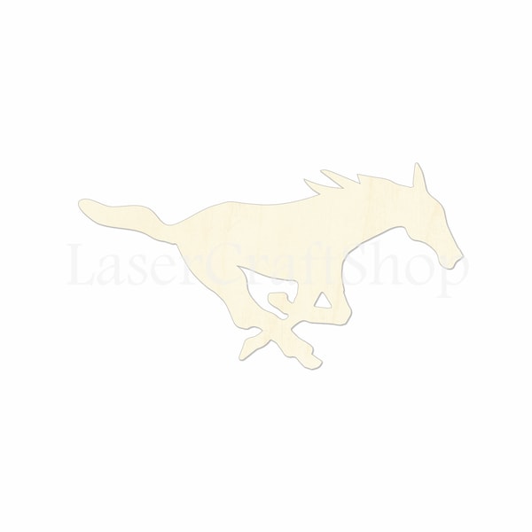 2" - 34" Mustang, Running Horse Wooden Cutout Shape, Silhouette, Gift Tags Ornaments, Room Decoration, Laser Cut Unfinished Wood,  #2300