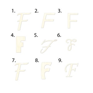 2" - 34" Wooden Letter “F”  Room, Nursery, Wedding Decoration, Gift Tags. Ornaments, Crafts, DIY,  Laser Cut Unfinished Wood,  #2052