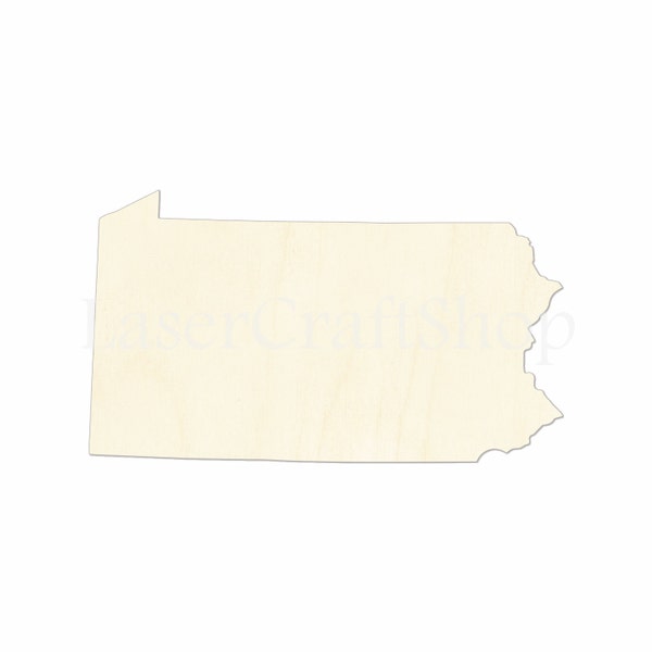 2" - 34" Pennsylvania, PA State Wooden Cutout Shape, Silhouette, Gift Tags Ornaments, Room Decoration, Laser Cut Unfinished Wood,  #1796