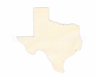 2" - 34" Texas State Map Wooden Cutout Shape, Silhouette, Gift Tags Ornaments Laser Cut Birch Wood   #1102