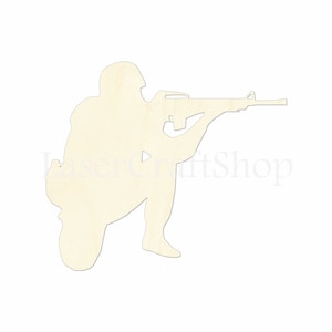2&quot; - 34&quot; Soldier Wooden Cutout Shape, Silhouette, Gift Tags Ornaments Laser Cut Birch Wood  Army #1200