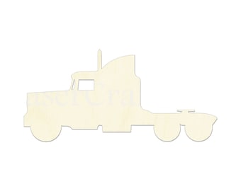 2&quot; - 34&quot; Semi truck Wooden Cutout Shape, Silhouette, Gift Tags Ornaments, Room Decoration, Laser Cut Unfinished Wood, 2675