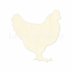 2&quot; - 34&quot; Chicken Wooden Cutout Shape, Silhouette, Gift Tags Ornaments Laser Cut Birch Wood  Farm Animals #1036